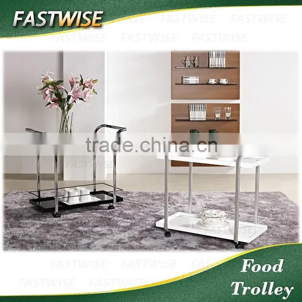 China High Quality 2 Layers Rectangle Black Food Trolley Cart With Fancy Design for Restaurant and Hotal Supplies