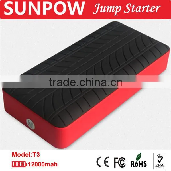 Sunpow 12000mAh Triple Usb 12v Car Jump Starter Mini Mobile Power Bank Booster With Air Compressor photo-3