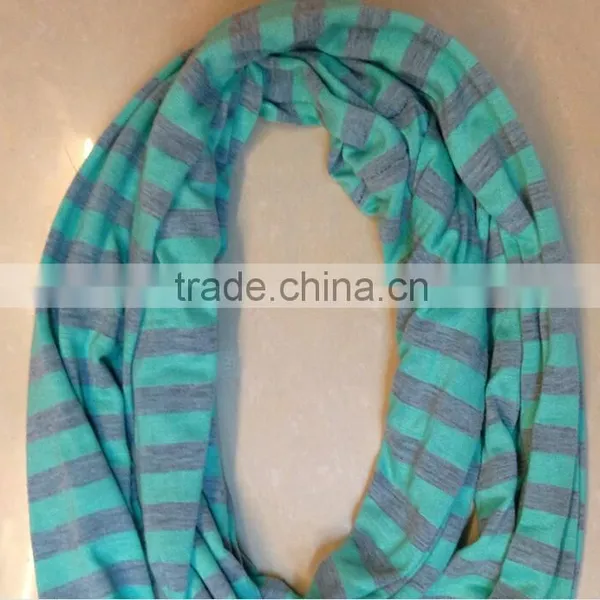 Color Striped Infinity Scarf Single Loop Scarf Stripe Jersey Knit for Men and Women photo-6