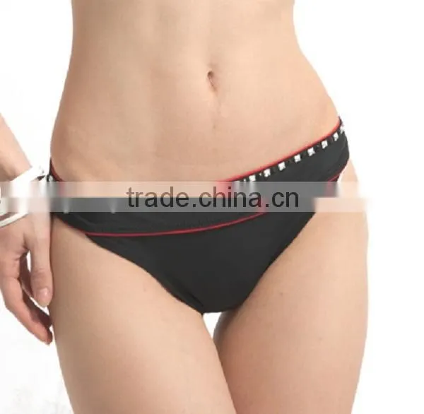 OEM&ODM 2015 Lady Solid Black Band Diamond Swim Brief