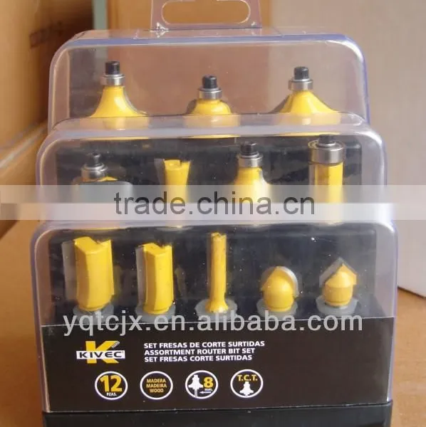 TC-012B DIY Market Hand Tool Parts 12PCS TCT Router Bit Set For Wood Cutting photo-4