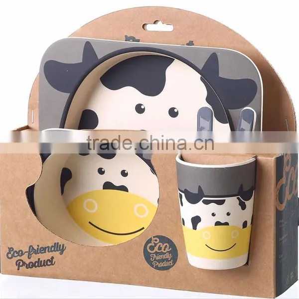 2016 Hot Sales Bamboo Fiber Kids Eco-friendly Dinner Sets Cartoon Shape photo-2