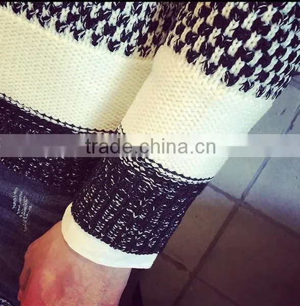 2015 Autumn Winters Splicing Stripe Round Collar Sweater for Color Combination Sweater photo-6