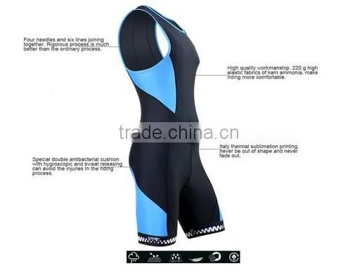 2015 Santic Triathlon Skinsuit Men Singlet Skin Cycling Tri Suit Clothing Blue photo-5
