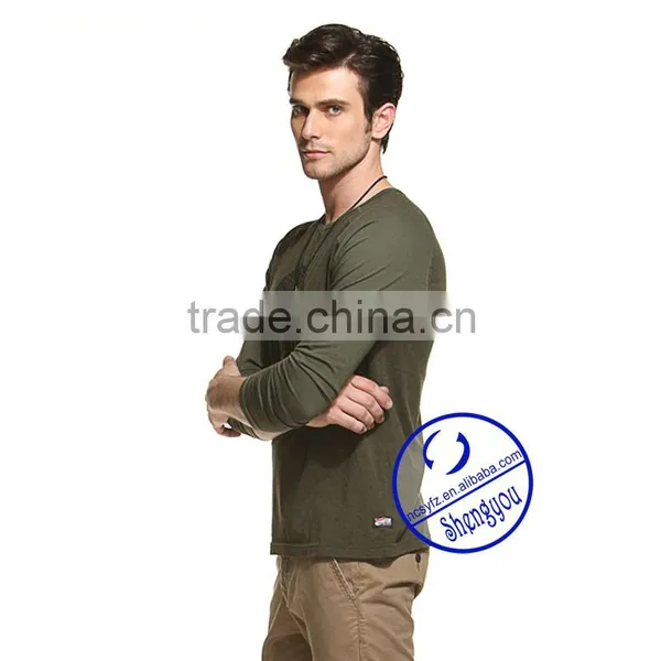 2015 Custom Long Raglan Sleeve Mens T-shirt Wholesale China photo-2