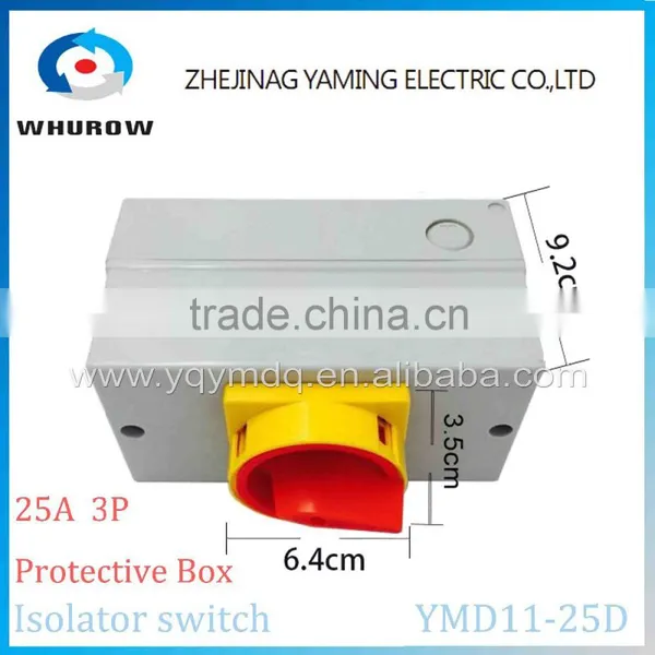 Isolator Switch With Protective Box Cover Waterproof YMD11-25D 3P 25A Rotary Changeover Switch On-off Power Cutoff With Padlock Supplier's Choice photo-2