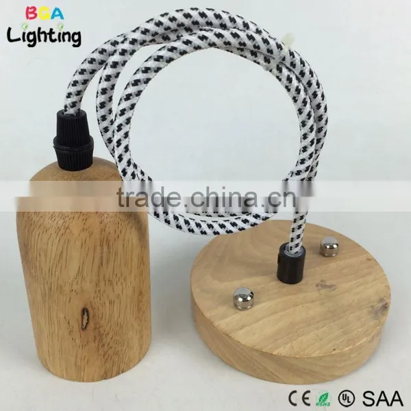 E27 & E26 Energy Saving Wood Pendant Hanging Lamp Cord photo-2