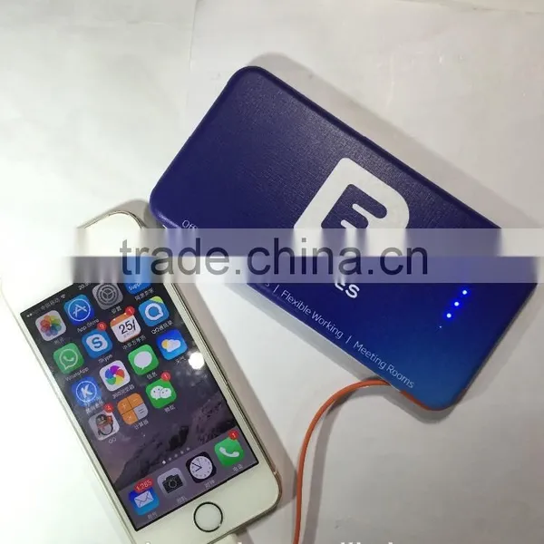 Built in Micro Usb Cable Slim 4000mAh Promotional Power Bank Charger With Full Color Logo Printing photo-3