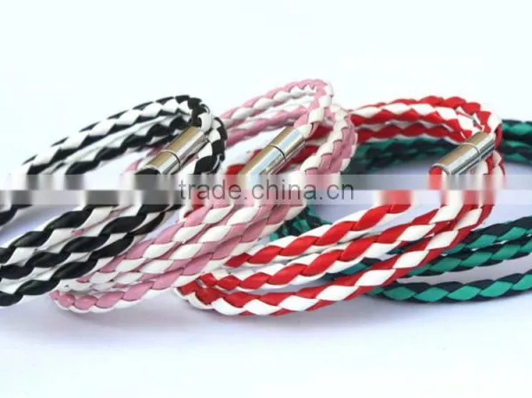 NEW Fashion Handmade Leather Wrap Wristband Cuff Punk Magnetic Buckle Bracelet photo-6