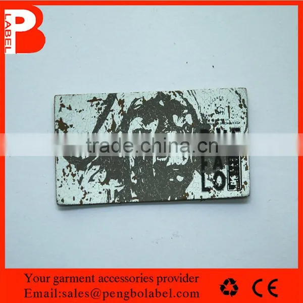 Jeans Horsehair Printing PU Leather Badge Accept Different Size and Logo Customized photo-5