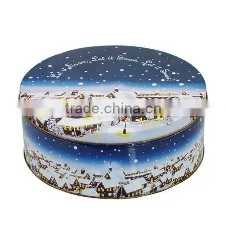Christmas Cookie Tin Box, Round Tin Can Set for Christmas photo-4