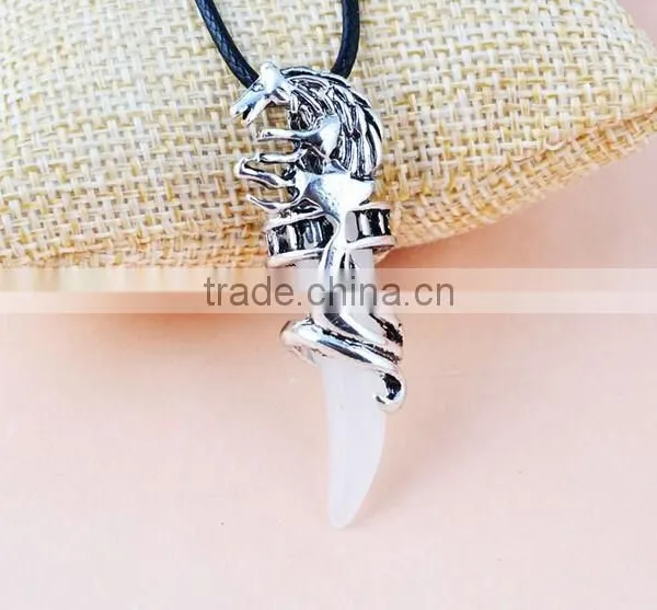 Women Men Wolf Fang Tooth Pendant Chain Stainless Steel Fashion Necklace photo-5
