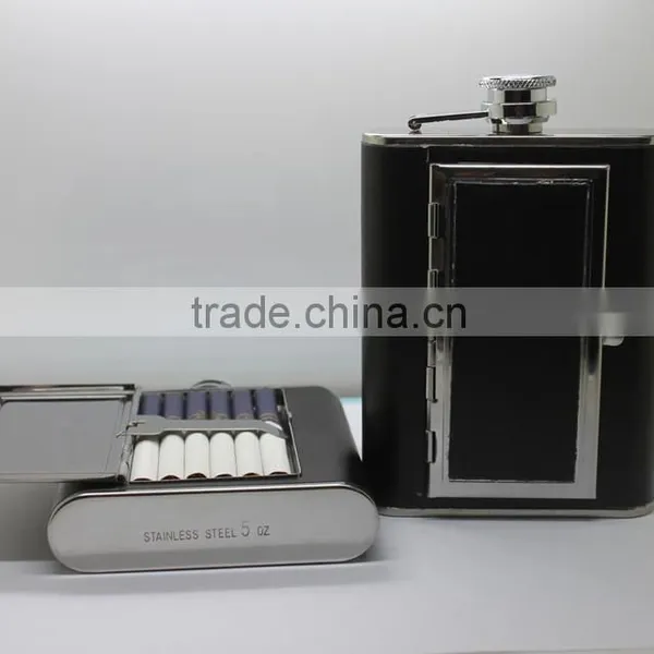 5 oz Stainless Steel High Quality Lether Flagon for Gift photo-4