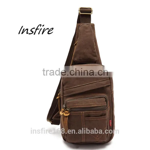 2016 Crossbody Sling Bag Khaki Fashionable Classical Canvas Waist Bag Running