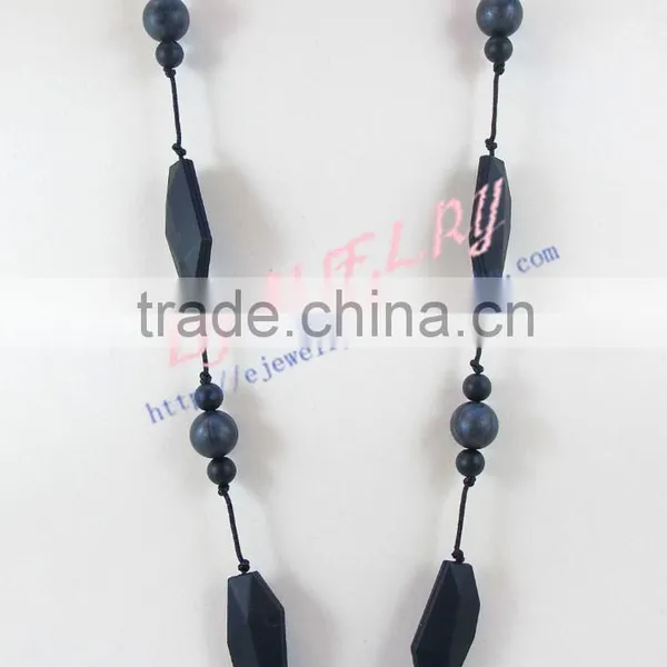 Black Rectangular Faceted Silicone Teething Beads Necklace Safety Teething Baby Necklace Breakaway Claspsstatement NecklaceTN066