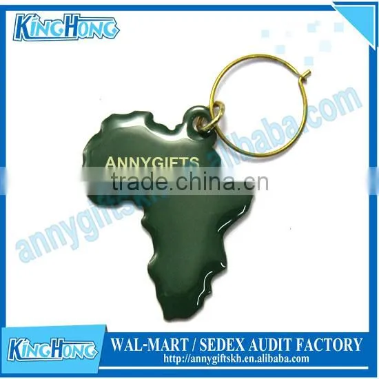 Customized Africa Map Design Red Wine Glass Charm