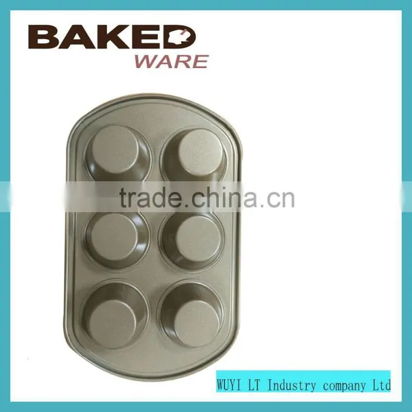 New Item Carbon Steel Non-stick Coating Top 6 Muffin Pan 0.6mm photo-2