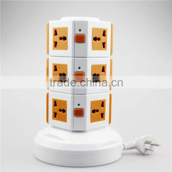 ME-S3 Three Layers Overload Protection Power Extension Tower of Vertical Rotary Socket With One Meter Power Line and Four USB photo-2