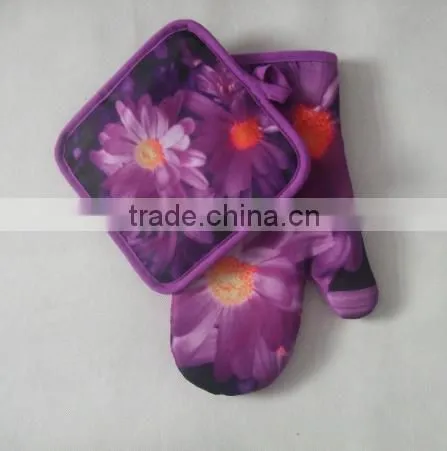 Kitchen Set Orange Color Photo Printing Poly Material (twill) 17*17cm Pot Holder 17*27cm Glove photo-4