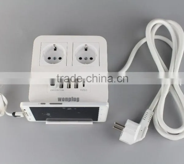 Competitive Price Top Sale 2 Germany Outlets With 4 Type A Usb Port and 1 Type C Usb Port photo-3