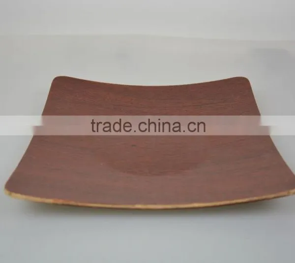 Bauble Red Brown Color China Square Shape Elegance Tea Pastries Gift Square Wooden Dinner Plate photo-2