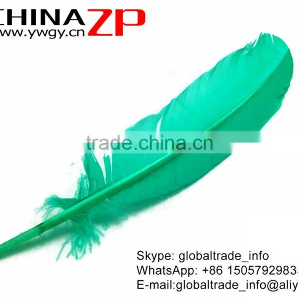 Top Selling Plumes ZPDECOR Crafts Factory Wholesale Dyed Aquamarine Green Solid Color Turkey Feathers for Decoration photo-3