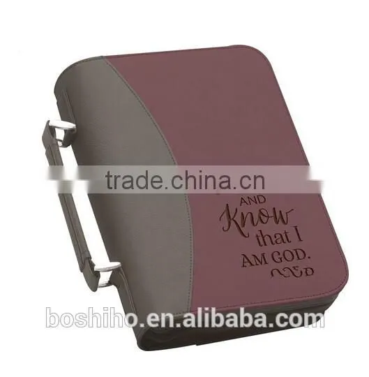Customized Design Leather Book Cover Bible Cover With Zipper