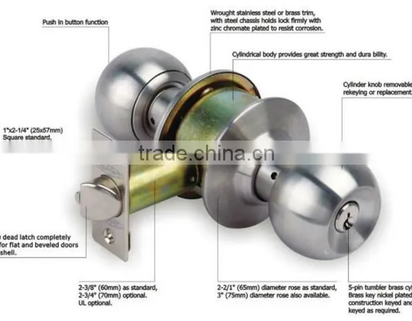 587SS KNOB LOCKS/ BALL LOCK/CYLINDER LOCK