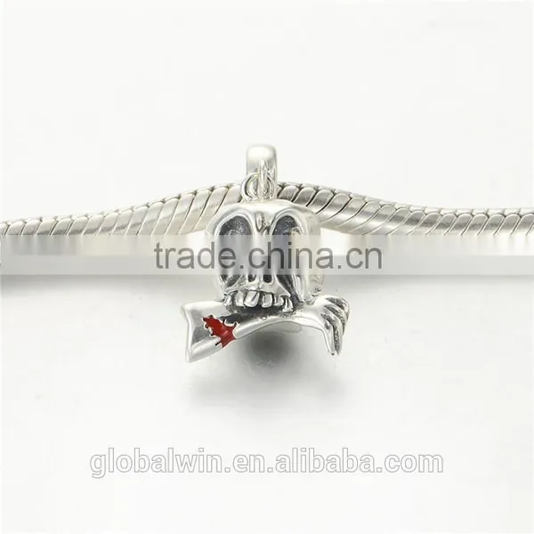Skull Metal Charms European Charm Bracelet Necklace 100% Real 925 Sterling Silver S198 Best Gifts For You Or Friends photo-2