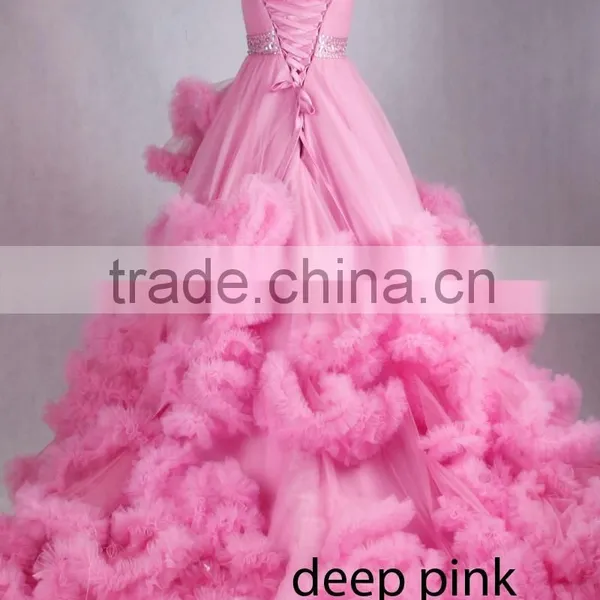 Yiai Newest Wedding Dress 2016 Pink Wedding Dress Princess Ball Gown photo-4