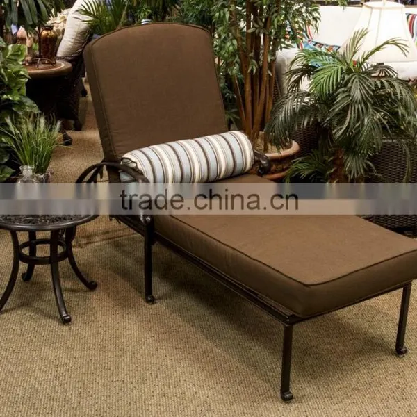Antique Cast Aluminum Chaise Sun Lounge With Cushions and Wheels photo-2