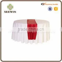 Solid Soft Oblong-shaped Silk Satin Table Runner for Wedding Party and Home Use photo-2