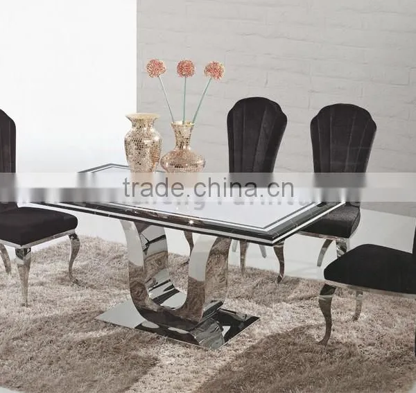 6 People Metal U Shape Dining Table for Restaurant Furniture photo-2