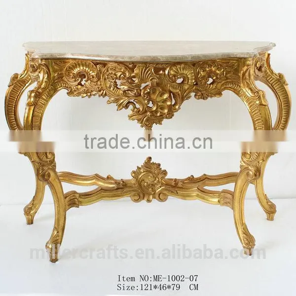 Rococo Style Furniture Living Room Antique Gold Console Table photo-4