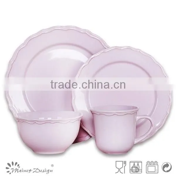 Retro White Color Emboss Ceramic Dinner Set photo-2