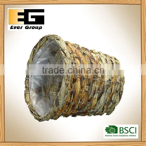 Eco-Friendly Rattan Round Shape Garden Planter Flower Pots photo-2
