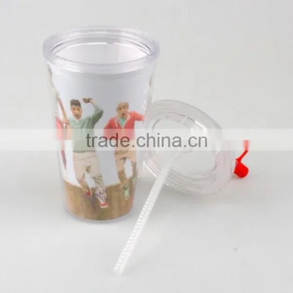 Plastic Double Wall Tumbler With Straw photo-3