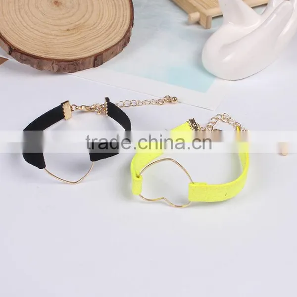 Gold Hollow Heart Charm Suede Leather Bracelet Lovers Jewelry Gifts photo-5