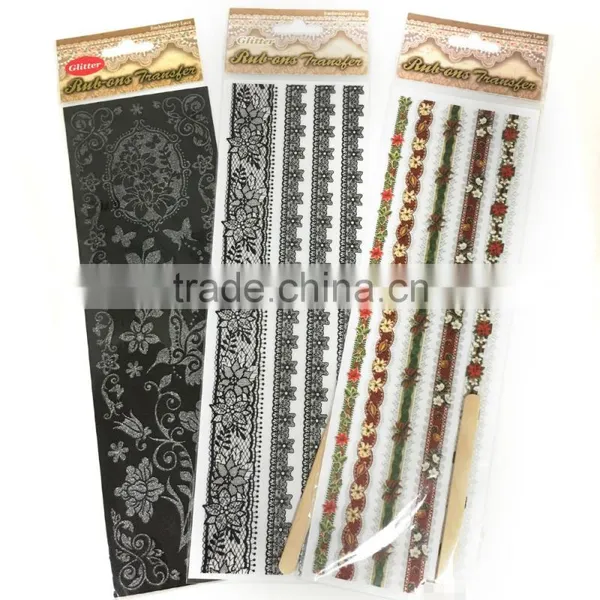 Black Embroidery Lace Rub-ons Transfer, Glitter Rub-on Transfer Sticker, Elegant Lace Transfer Sticker photo-6