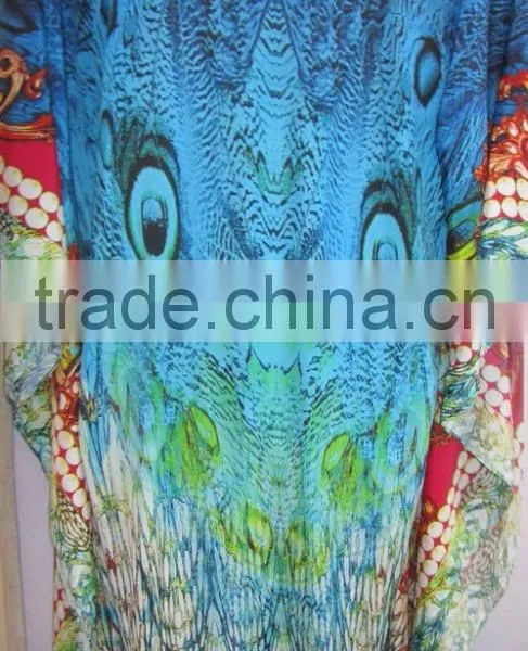DIGITAL Print Crepe Crystal Embellished Kaftan CAFTAN Tunic Poncho Blouse photo-5