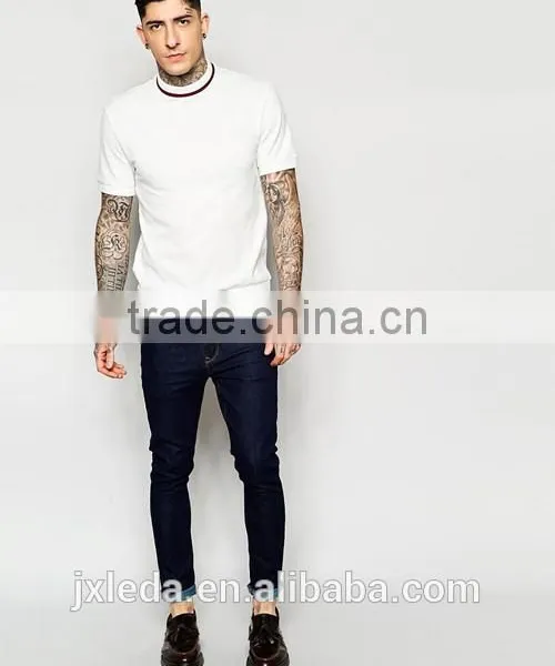 White Pique 100% Cotton Men Turtle Neck T-shirt Custom photo-4