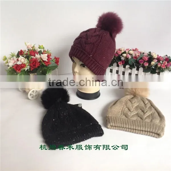 High Quality Double Layer Ladies and Girls Winter Fashion Warmer Knitted Beanie Hat photo-6