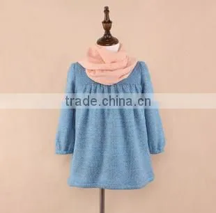 2015 Latest Girl Peppy Like Dress Pure Color Kid Clothing for School Baby Dress photo-3