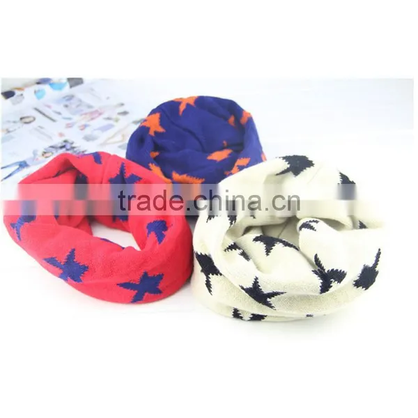 Korean Style Lovely Winter Warm Acrylic Five-pointed Star Pattern Fashion Baby Scarf Kids Infinity Scarf photo-3