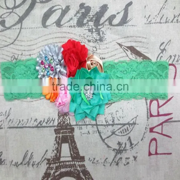 High Quality Handmade Girl Infant Baby Newborn Lace Flower Hairband Wholesale photo-4