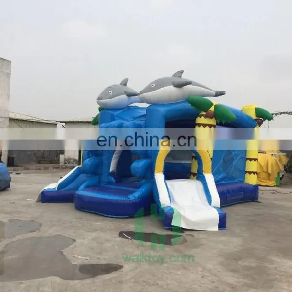 Sea Blue Dolphin Kids Bouncy Castle PVC Tarpaulin Inflatable Castle Prices photo-2