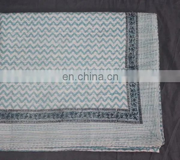 Hand Made Vintage Kantha Quilt Bedspreid Blanket Throw Twin Size photo-3