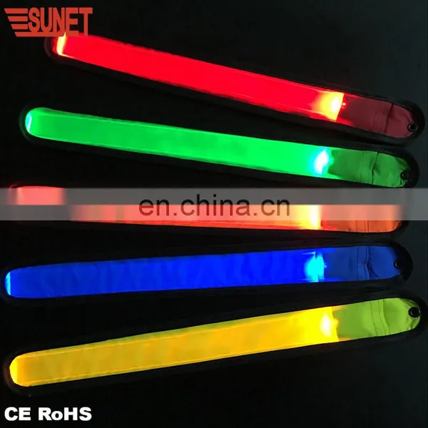 Custom Logo Fabric Band LED Lighting Slap Band Wide Slap Bracelet Party photo-5