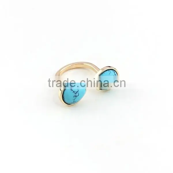 Hot New Round Genstone Ring Gold Plated Alloy Ring for Girls photo-3
