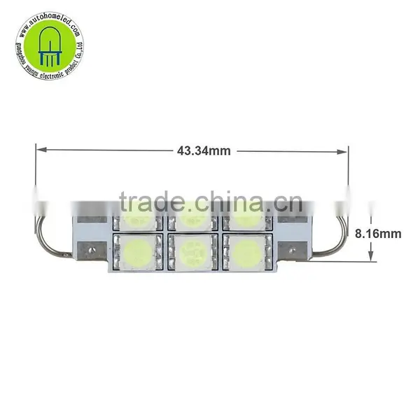 6-5050-SMD 44mm 43mm Festoon Rigid Loop LED Lights Interior Dome Map Trunk Cargo Footwell Replacement Bulbs 12V photo-2